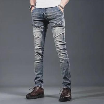 Jeans da moto da uomo personalizzati di alta gamma europei primavera 2024: Bello Stile alla Moda Slim Fit