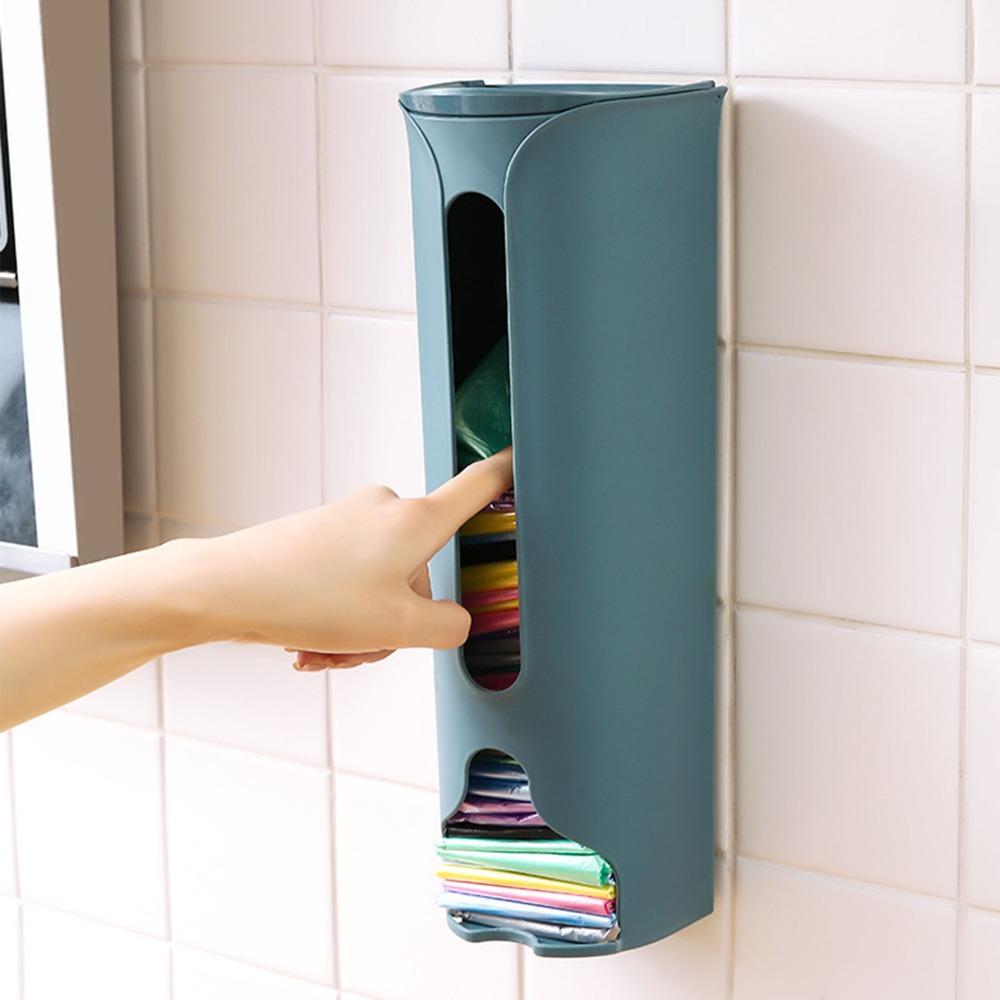 Space Saving Garbage Bag Dispenser Wall Mounted Plastic Bag Holder Trash Bag Organizer  Kitchen