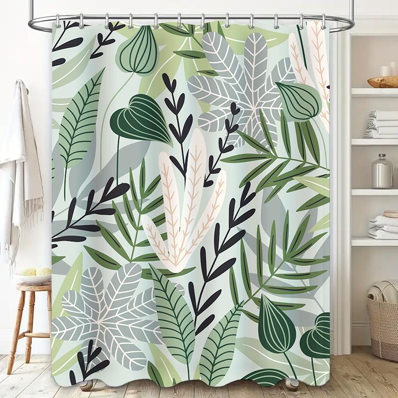 Colorful Floral Bath Curtain Printed Shower Curtain Decorative for Bathroom Home Decoration Set with Hooks (Red Purple Orange Ye