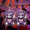 Halloween Party Costume Props 1 Pair Dangle Earrings for Women, 2D Acrylic Cute Niche Personalized Accessories Skeleton Bear Earrings, Funny