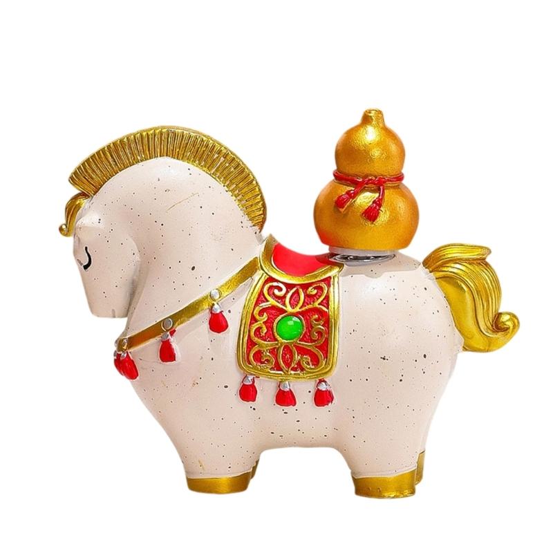 Year Of Horse Resins Sculpture New Year Decorative Figurine Symbolizing Fortunes Prosperity For Gifting Or Shelf Table