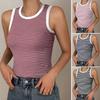 Y2K Women Summer Sleeveless Causal Striped Slim Fit Vest Bare Midriff Tank Top