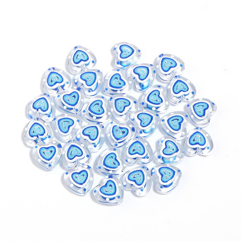5pcs Lampwork Heart Beads 12mm Colorful Hand Painted Glass Loose Beads For Jewelry Making DIY Necklace Phone Chain Accessories