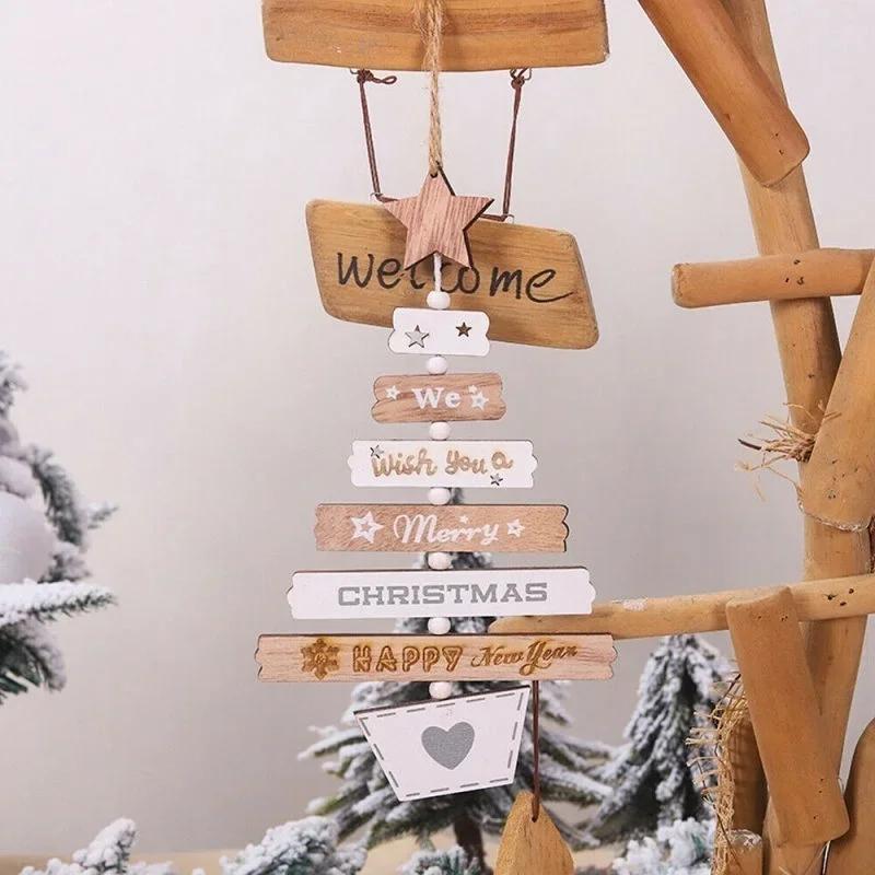 1 Pcs Christmas Personality Wooden Pendant Hanging Door Decoration Hanmade DIY Xmas Tree Home Party Decor Supplies Accessories