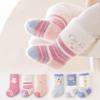 3 Pairs Of Winter Cartoon Baby Plush Socks Non-slip Dotted Floor Socks Baby Toddler Socks