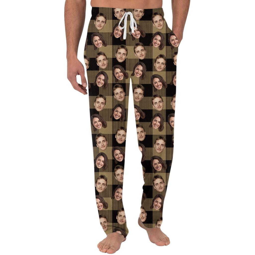Men's Custom Pajama Pants with Pockets, Casual Long Sleep Pants for Home