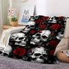 Skulls Roses Flannel Blanket Throw Blanket Soft Warm Sofa Bed Camping Car Home Decor Unique Christmas Gift C9301270