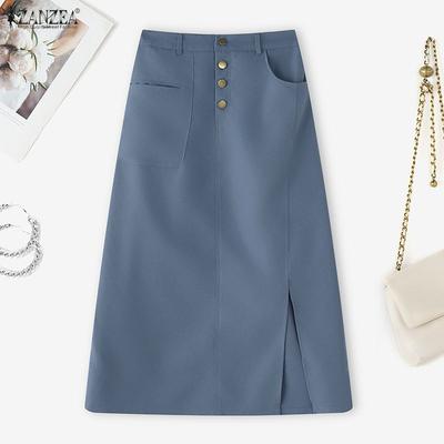 Women Casual Solid Color Summer Midi Skirts