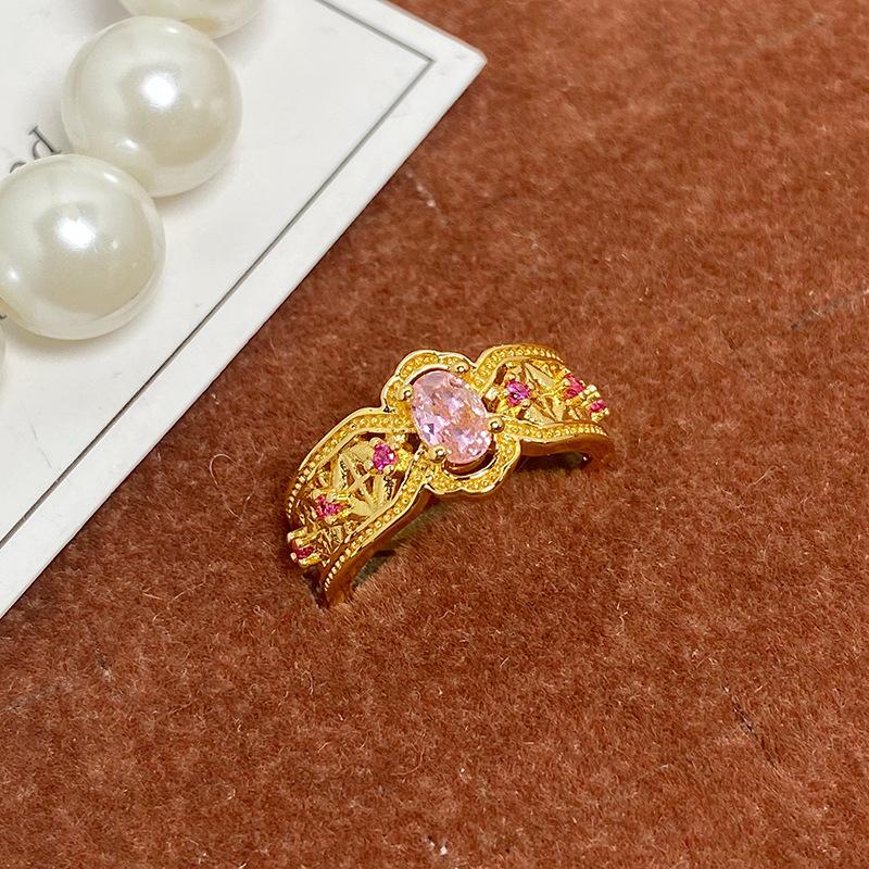 Mittelalterlicher Vintage Geometrischer Mikro-Inlay Personalisierter Öffnungsring Damenmode Retro Kalter Wind Nischendesign Ring