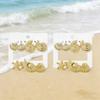 4 Pairs of Ladies' Golden Ocean Style Earrings Set, Shell Starfish Conch Vacation Earrings