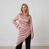 Long Sleeve Drooping Style Blouse Lace Lower Hemline Long Shirt Irregular Dress  Commute Outing