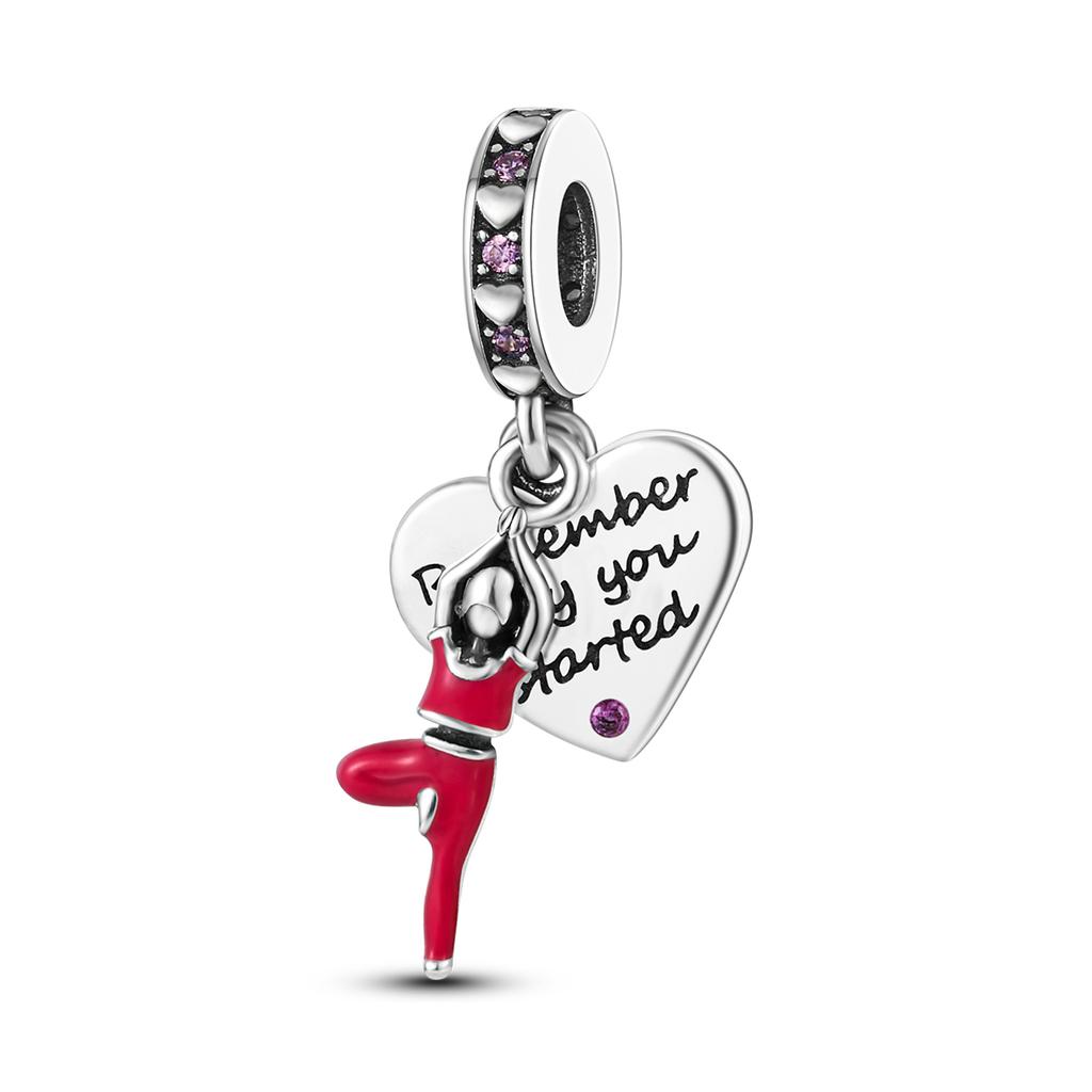 Copper Plated World Football Sport Soccer Dumbbell Yoga Dangle Charm Fit Mula Bracelet Necklace Beads Women Jewelry Making