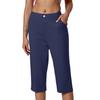 Women's Fashionable Solid Color Button Pocket Pants With  High Waist Sports Yoga Casual Cropped Pants