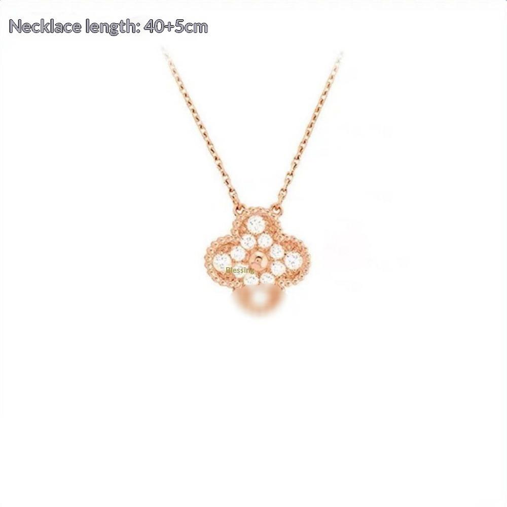 Four-leaf Clover Necklace for Women Natural White Mother-of-pearl Carnelian Sweater Chain