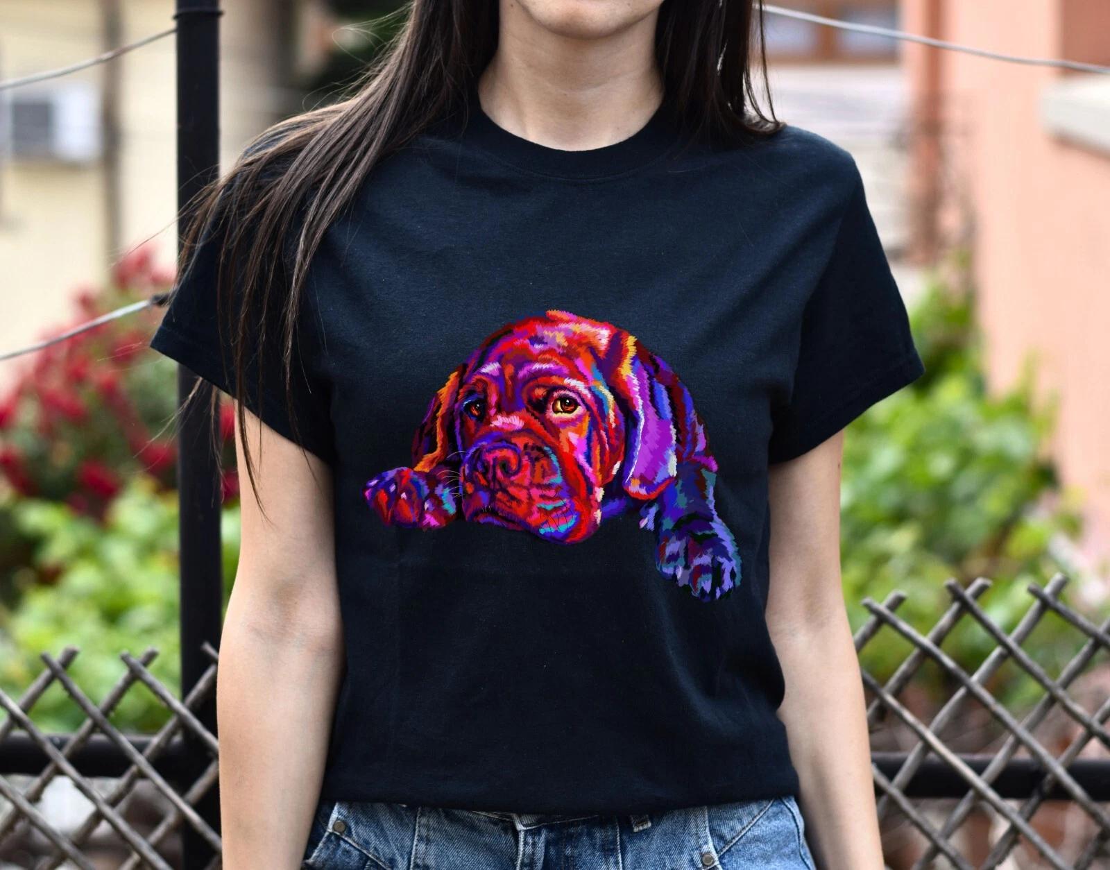 Watercolor Dogue de Bordeaux dog Unisex shirt S-2XL black navy dark heather 2XL