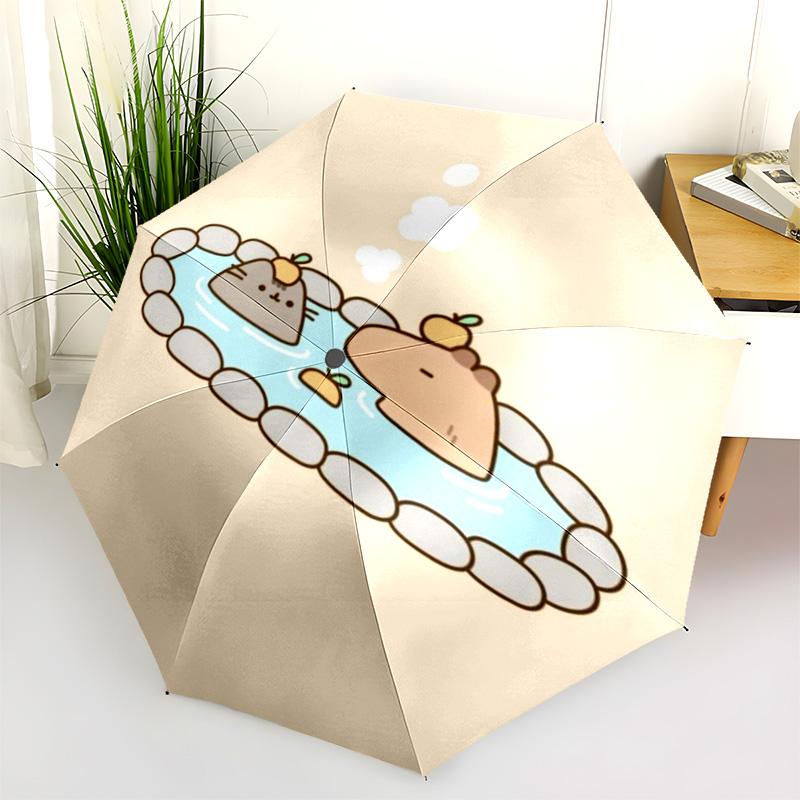 Capybara Begleiter Faltbarer Regenschirm Reise 8 Rippen Sonnenschirm Reise