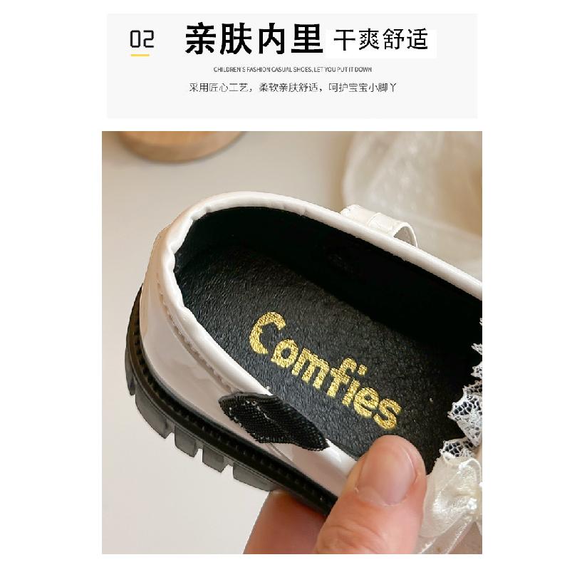 Girls' Pearl Lace Bow Princess Little Leather Shoes2026Spring and summer children's solid color performance shoes for older kids