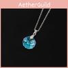 Love Deepspace And Shell Shape Necklace Geometric Glass Pendant Jewelry Gift