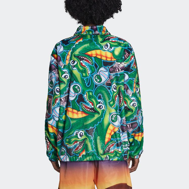 Adidas Originals X Kerwin Frost Cartoon Print Faux Fur Collar Jacket Men Jacket Green H66306