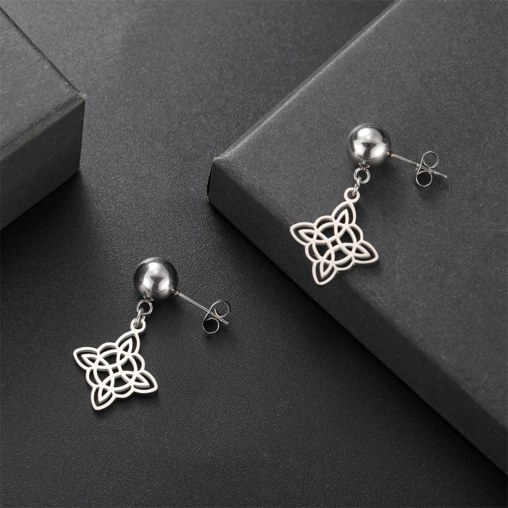 My Shape Witches Knot Earrings Stainless Steel Stud Earrings Women Witchcraft Drop Earrings Jewelry Celtics Irish Knot Amulet
