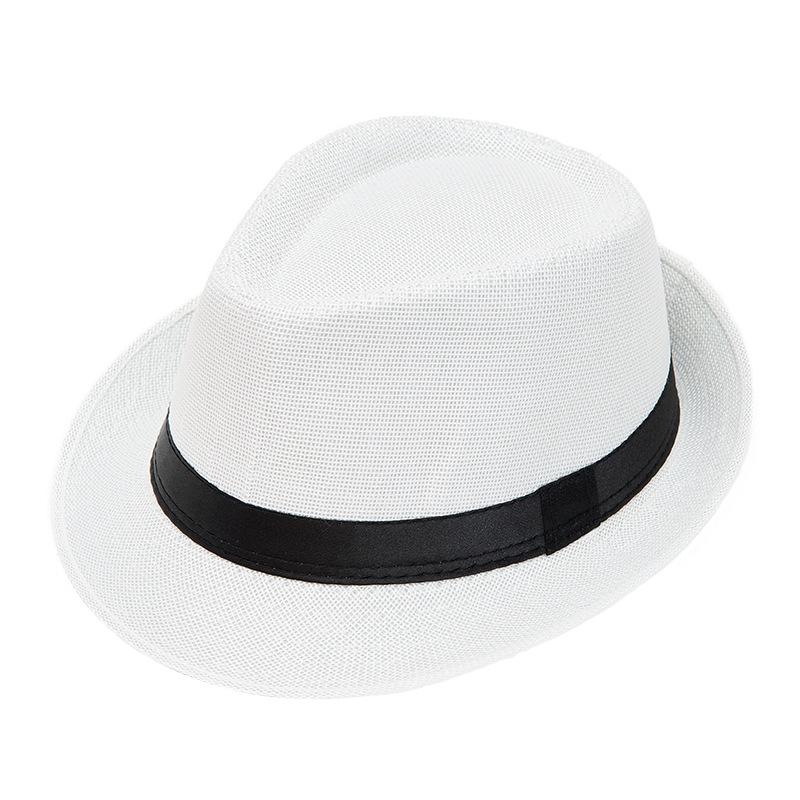 Men's Summer Straw Fedora Sun Hat - Outdoor Sunshade Beach Bowler Hat