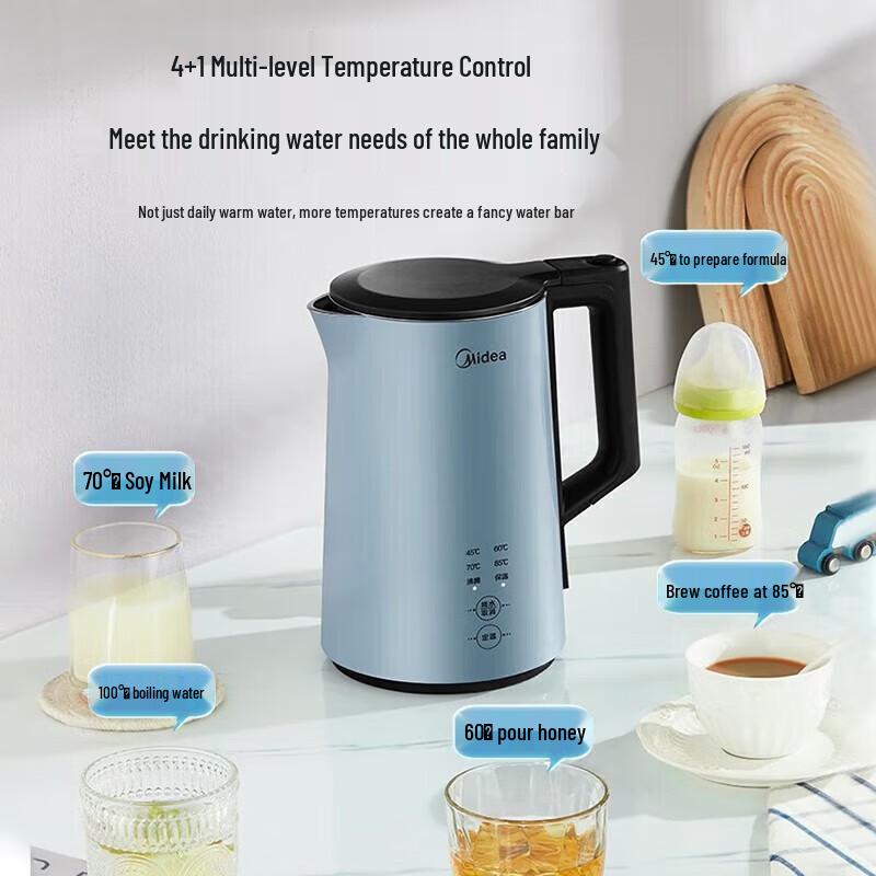 Midea 1.5L Double-Layer Anti-Scald Electric Kettle CN plug (adapter included)