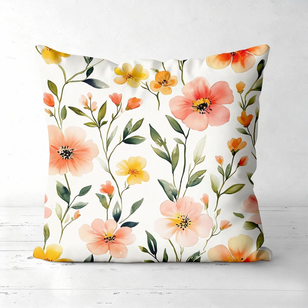 Vintage Watercolor Floral Throw Pillow Covers Pattern Cushion Cover Suitable For Sofa Bedroom Car Pillow Cover