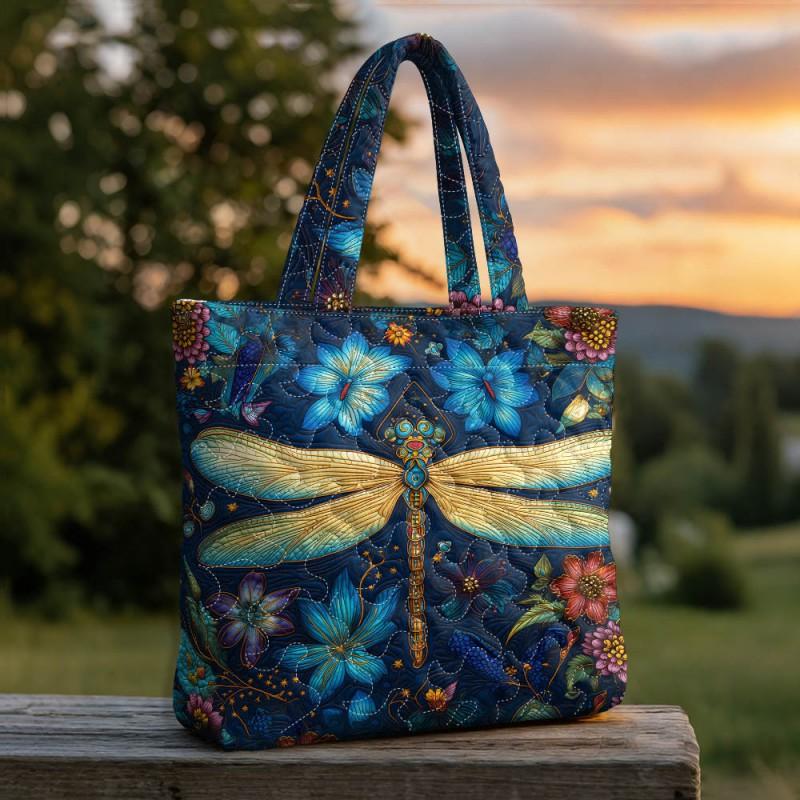 Floral Print Quilted Tote Bag - Shoulder Hand Carry Medium Size Street Style
