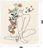 Abstract Woman Butterfly Fabric Wall Hanging Tapestry Minimalist Modern Flower Plant Mid Century Terracotta Aesthetic Portrait