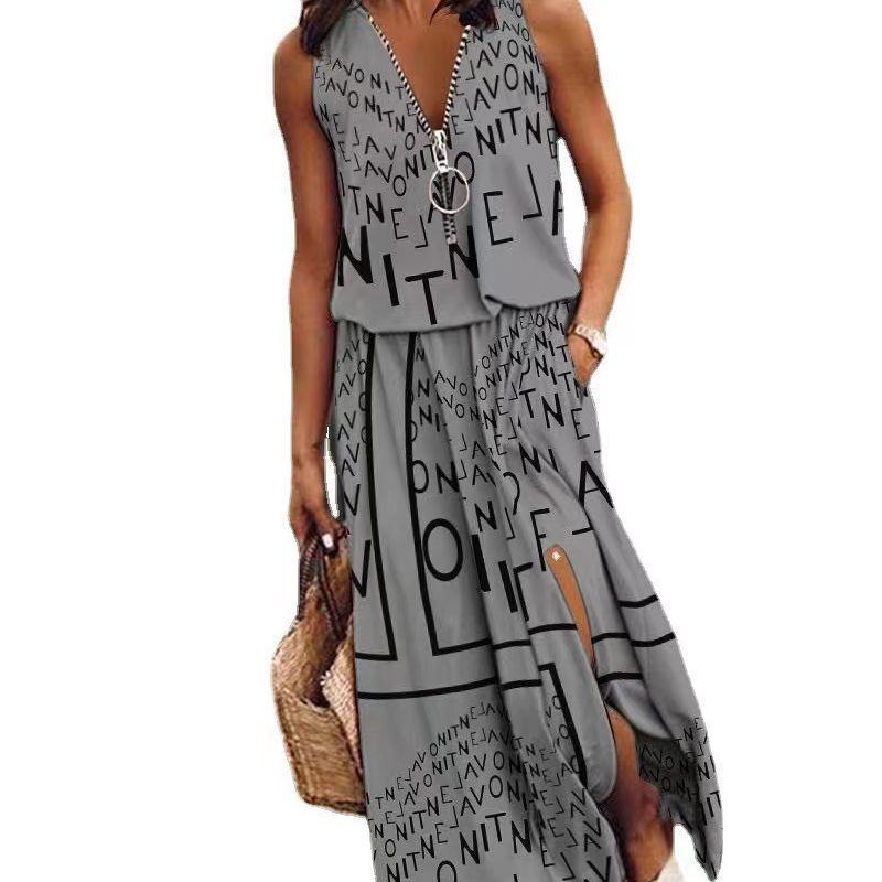 שמלת מקסי ללא שרוולים 2023: שמלת רוכסן אופנתית מחמיאת מותניים לנשים