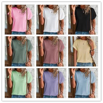 Camicia Casual a Maniche Corte Svuotata Monocolore Estiva Europea e Americana