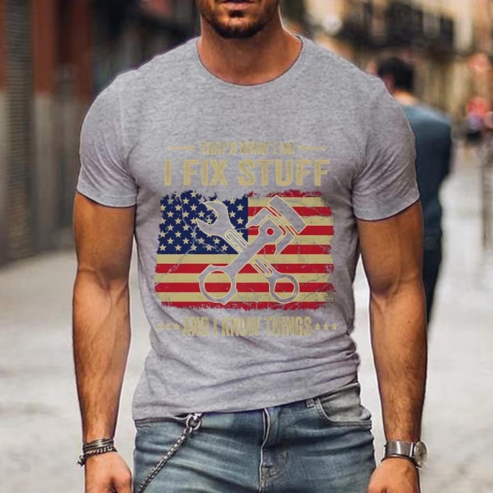 2024 New Mens Brand T-shirt THAT'S WHAT I DO I FIX STUFF Printed Summer Daily Casual Tops Tees Funny Fashion Men T Shirt Homme