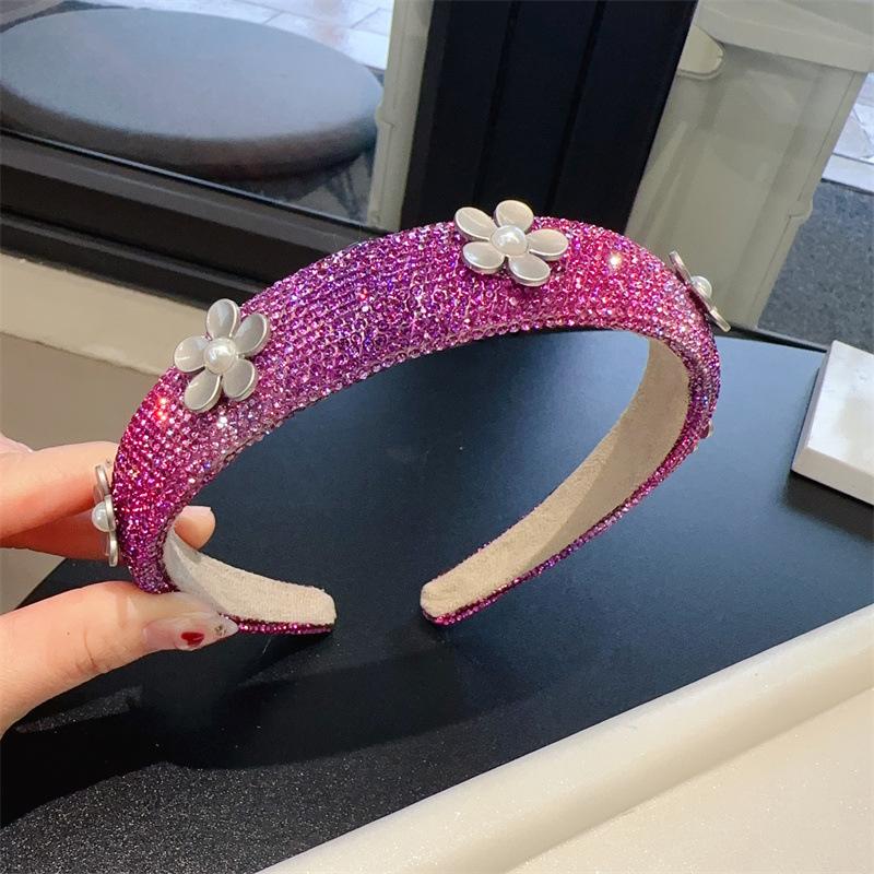 

Мигающие цирконы градиентного цвета аксессуары для волос для женщин высшего качества блестящая звезда белый цветок стразы головной убор обруч для волос