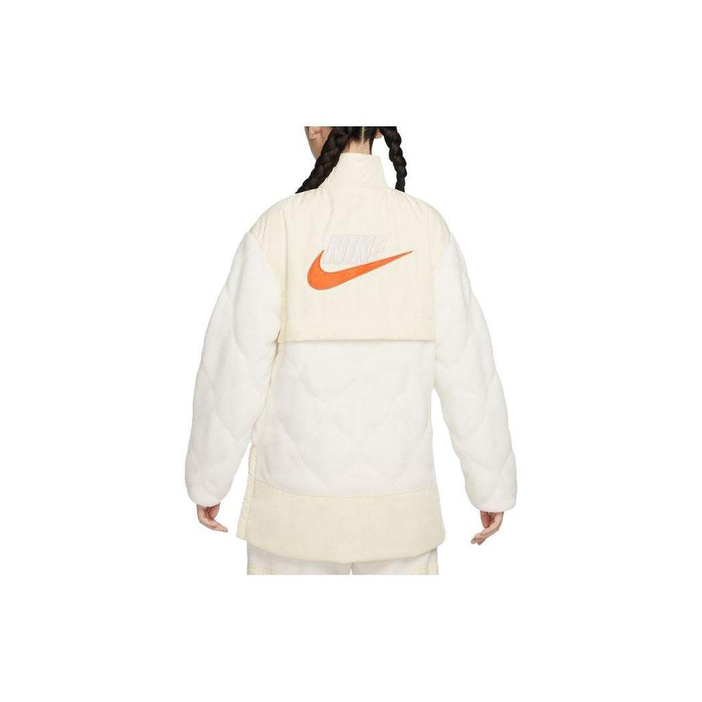 Nike Color Block Half Zip Stand Collar Casual Cotton Jacket Women Jackets Coconut-Milk FB8688-113