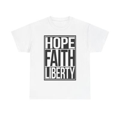 T-shirt Hope Faith and Liberty 1776 America USA Paese Unisex Cotone Pesante