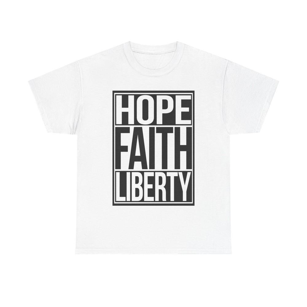 Hope Faith and Liberty Tshirt 1776 America USA Country Unisex Heavy Cotton Tee L