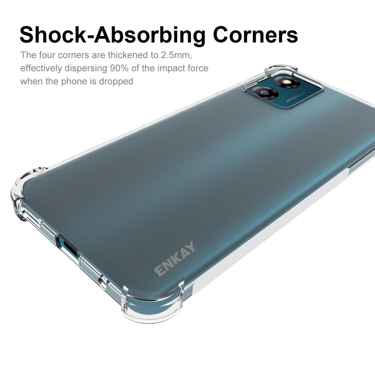 

ENKAY HAT PRINCE For Motorola Moto E13 4G Phone Case Clear TPU Cover with High Aluminium-silicon Glass Screen Film A