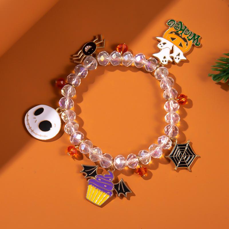 Halloween Ghost Pumpkin Spider Cat Bat Charm Bracelets for Women Funny Skeleton Skull Bracelets Jewelry Gifts
