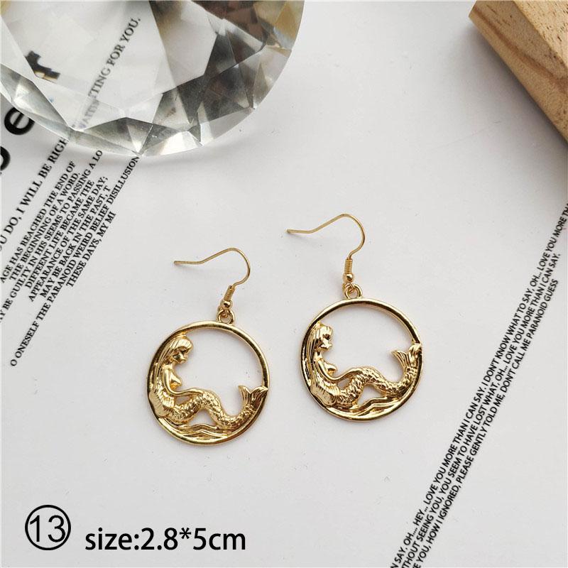Fashion Geometric Round Drop Earrings Temperament Simple Star Tassel Pendant Earrings Female Gifts Jewelry