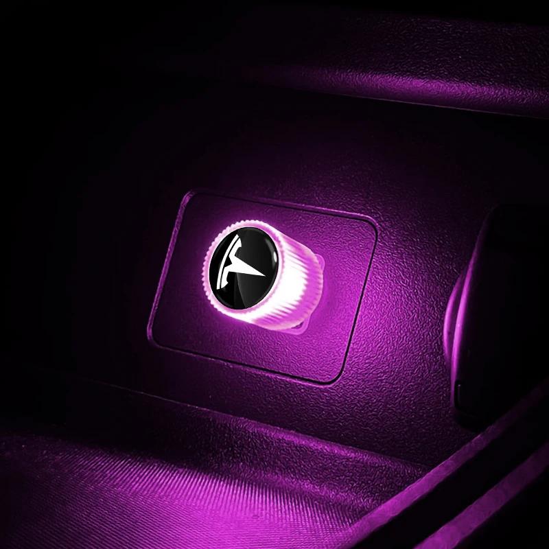 

Car Sticker Tesla Mini USB LED Car Light Auto Interior Atmosphere Light Car Accessories For Tesla Roadster Cybertruck Juguete Mo фиолетовый