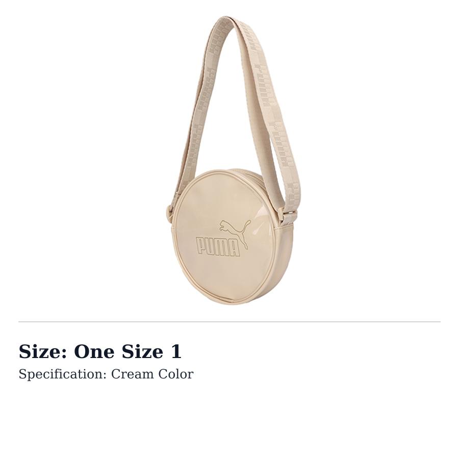 PUMA Patent Leather Round Bag, Shoulder Bag, Crossbody Bag Regular Womens Cream 078115-02