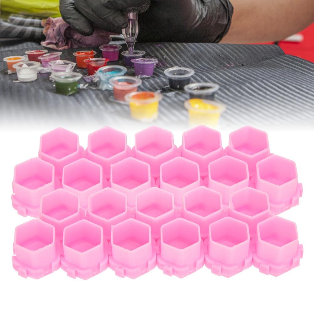 200Pcs Tattoo Ink Cups Honeycomb Shape Pigment Holder Cups Permanent Makeup Supplies Pink