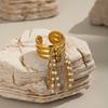 Three-Layer Tassel Ring Beaded Chain Open Finger Ring Gold Color Plated Ring  Jewelry Accessories