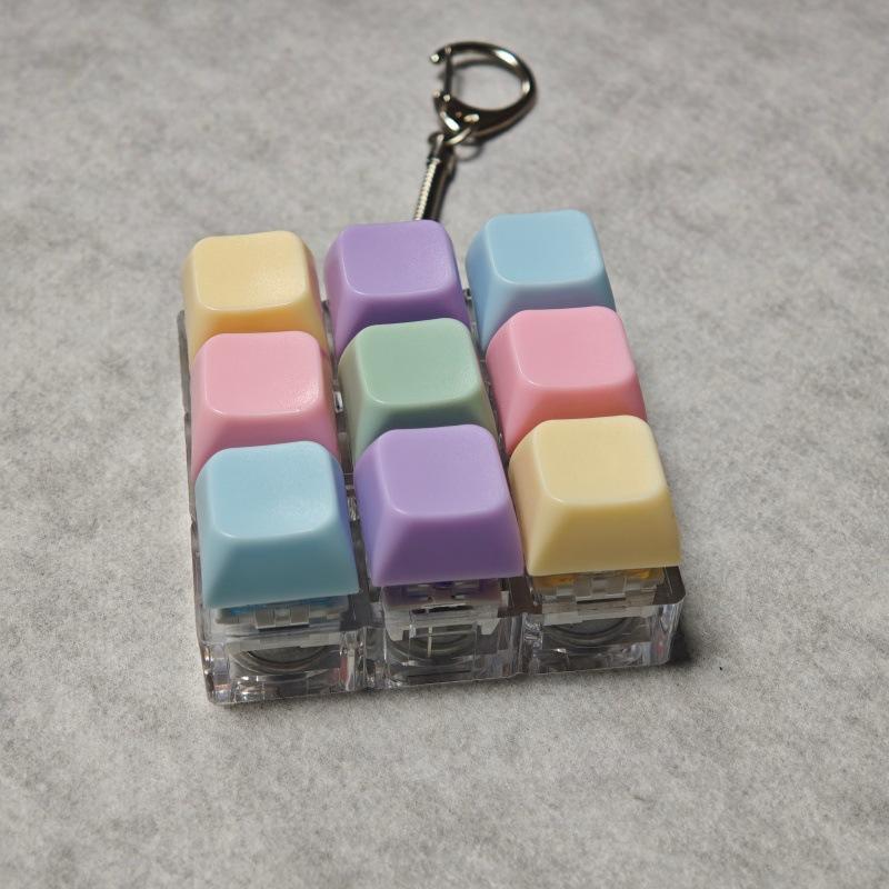 1-Button 4-Button 9-Button Macaron LED Stress-Relief Button Tester Stress-Relief Toy Keyboard Keychain Keyring