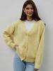 Women Mink Knitted Sweater Solid Color Cardigan Loose V Neck for Autumn Winter