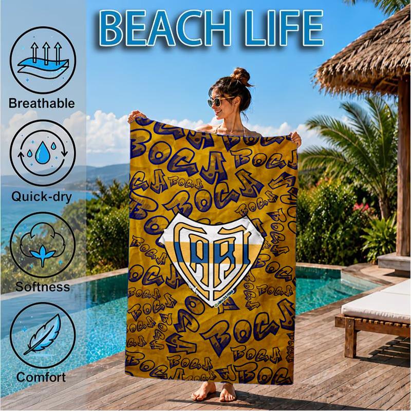 Juniors Football Club Design Printed Microfiber Beach Towel, Soft And Absorbent, Quick-Dry, Ideal for Summer Travel, Beach Essential, Swimming Pool