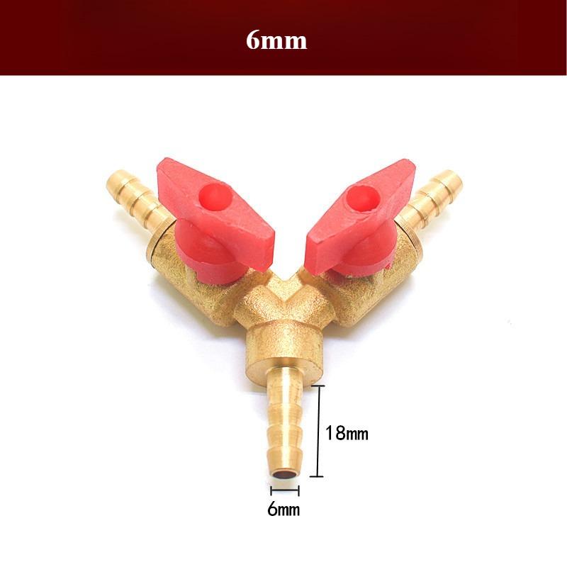 6 8 10 12mm Brass 3-Way Hose Barb Valve for Fuel Gas Diesel Pipe Shut Off Switch Plumbing Fittings