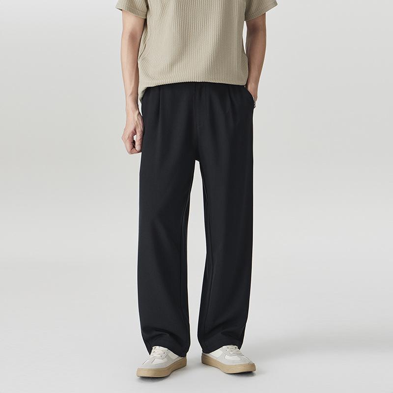High-end casual pants men's spring and summer new old money style business pants loose straight wide-leg trousers men