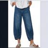Womens Washed Wide Leg Cropped Denim Jeans Loose Fit Streetwear Casual Pants