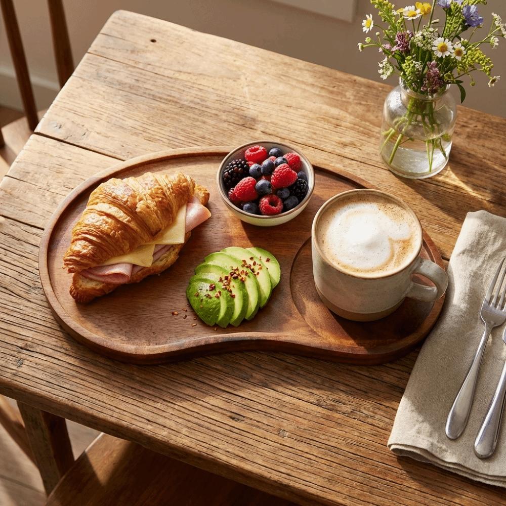 Wooden Cashew Nut Wood Tray Natural Food Dish Serving Tray Fruit Platter  Hotel